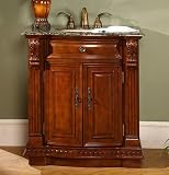 LUXExclusive Single Sink Antique Vanity LUX-H-231-33. W33'' x D22'' x H36'', Antique Maple