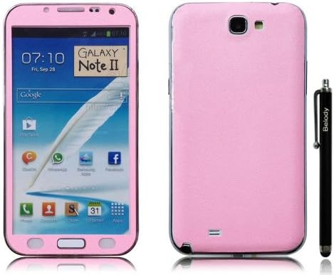 Belody Leather Parttern Screen Protector Film Front and Back Body Decal Film Skin Sticker For Samsung Galaxy Note II N7100 Note 2 (Pink)