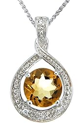 Sterling Silver Gemstone Pendant (1.75 CT) With 18" Chain (Pear Shape)