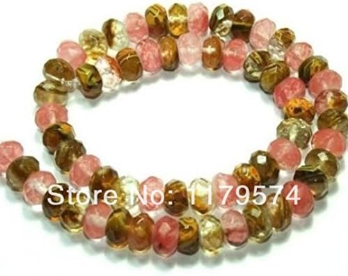 JuliesDeal , and beautiful 6mm Watermelon Tourmaline Faceted Jasper loose Bead 15'' wj371£¨color:multi£©