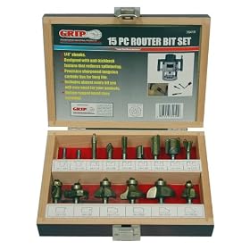 Grip 15 pc Tungsten Carbide Router Bit Set by Grip On