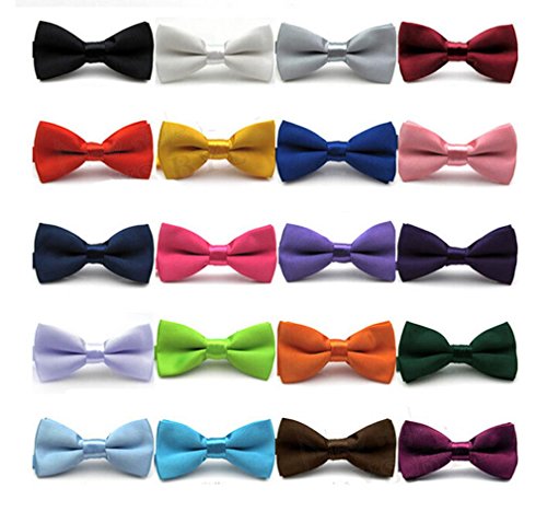 FSLESI Boys Children Kids Solid Pre Tied Wedding Party Satin Bow Ties