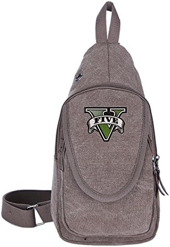 LKddie GTA Five Logo Cool Outdoor Sports Casual Canvas Unbalance Backpack Crossbody Sling Bag Shoulder Bag Chest Bag