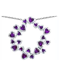 Original Star K (tm) Large Circle Of Love Pendant With 20 Simulated Amethyst Hearts in .925 Sterling Silver
