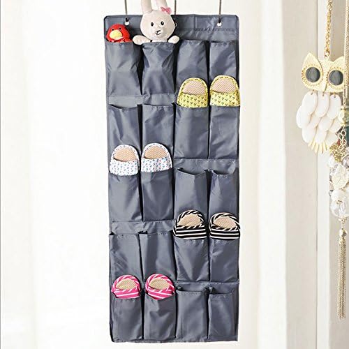 Ladyfavor Over the Door 20-Pockets Hanging Shoe Organizer Gray