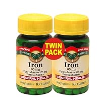 Spring Valley - Iron 65 mg, 200 Tablets - Equivalent to 325 mg Ferrous Sulfate, Twin Pack
From Spring Valley
