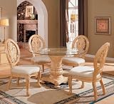5pc Dining Table & Chairs Set with Detail Carvings Antique White Finish