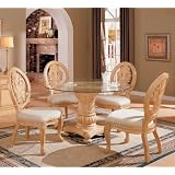 5pc Dining Table and Chairs Set with Detail Carvings Antique White Finish by 