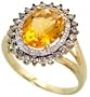 14k Gold Ring, w/ 0.53 Carat White & Fancy Brown Brilliant Cut Diamonds & 2.42 Carats Oval Cut 10x8mm Citrine Stone, 5/8 in. (16mm) wide, size 6.5