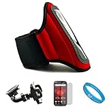Red Moisture Resistant Protective Neoprene Exercise Workout Armband with Ad ....