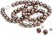 BoBijou Chocolate near round 7-8mm knotted pearl necklace with sterling silver lobster clasp with matching silver earring studs