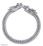 Bracelet, 'Silver Dragons' 0.6 W 7.7 L