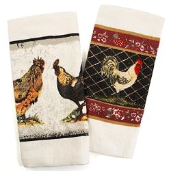 Country Rooster Terry Cloth Dish Towel - Set of 2