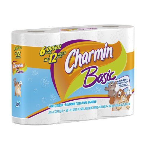 Charmin Basic Toilet Double Rolls, 6-Count (Pack of 8)