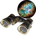 HQRP 3 x 25 Opera Glass / Theatre Glasses Binocular Black with Gold Trim w/ Necklace Chain / with Red Reading Light plus HQRP Coaster