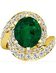 18K Yellow Gold Oval Cut Emerald Fana Designer Ring