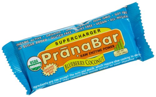 PranaBar Organic SuperCharger Blueberry Coconut, Raw Enzyme Power, 1.7-Ounce Bars (Pack of 12)