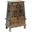 Handmade Asian Furniture - 37" Tropical Palm Trees Storage Cabinet / End Table - Rich Dark Finish