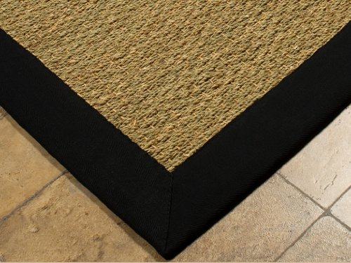 Coastal Seagrass Rug 4x6 - Black, Cotton Binding