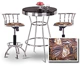 IMAGE OF Chrome Bar Table & 2 Chrome Adjustable 24
