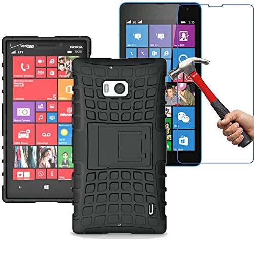 Nokia Lumia 930 Case, Ranyi [Dual Layer] [with screen protector] [Shockproof Armor] Heavy Duty Hybrid Rugged Protective Case with Kickstand For Nokia Lumia 930, black