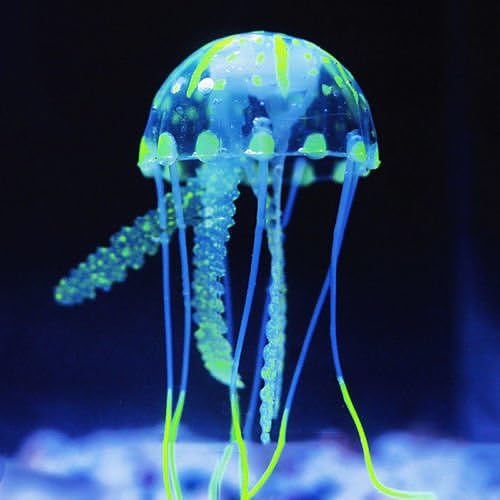 Jellyfish M Green Aquarium Fish Tank Landscape Decoration Glow Simulation Animal Plants Ornament no.35