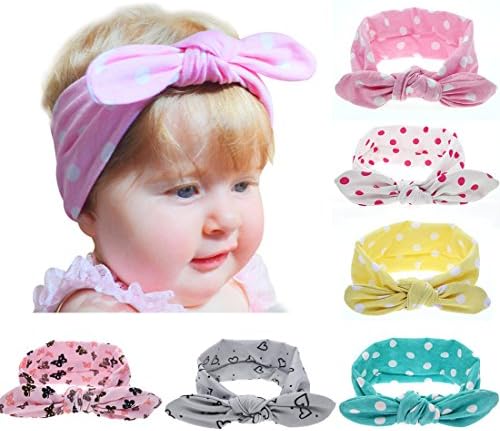 TWDVS Baby Cute Cotton Rabbit Ears Knot Hair Band Girls Ribbon Turban Wrap Headband