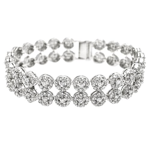 Sterling Silver Round Cut Colorless White Pave Set Cubic Zirconia Hypoallergenic Tennis Bracelet
