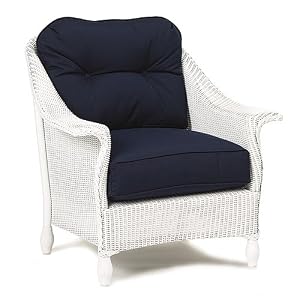 Lloyd Flanders Embassy White Lounge Chair With Navy Fabric by