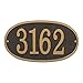 Whitehall Personalized Cast Metal Address Plaque, USA Made Custom Architectural House Number Sign, Oval, 12 x 6.75 inches, Black with Gold Numbers