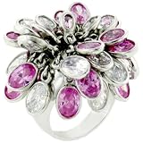 Sterling Silver Oval Cut Pink Cz Cluster Right Hand Ring