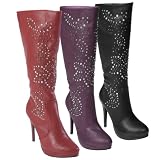 Adi Designs Womens Stud Embellished Stiletto Boots