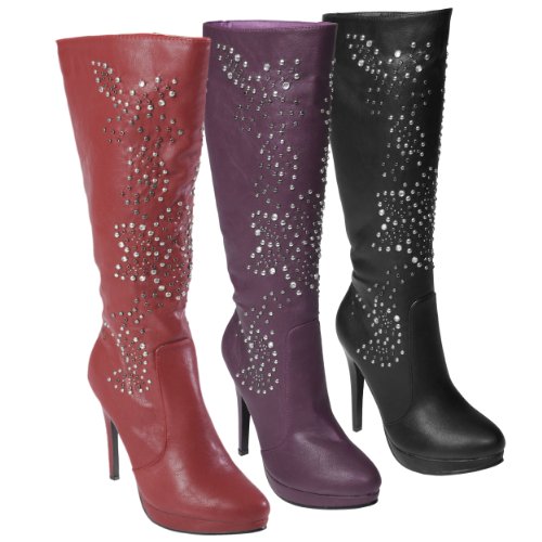 Adi Designs Womens Stud Embellished Stiletto Boots