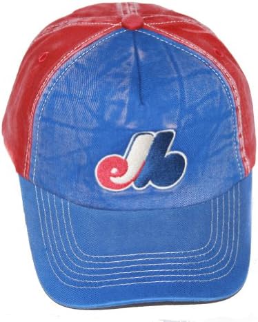 Montreal Expos MLB Washed Cotton Snapback Hat, Blue Red