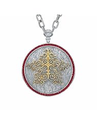 STARHAVEN Large Sterling Silver, 18k Yellow Gold Star & Garnet Medallion