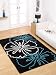 Heavy Quality Flower Modern Design Black Blue White Colour Rug Carpet 75 x 150 cm (2'6