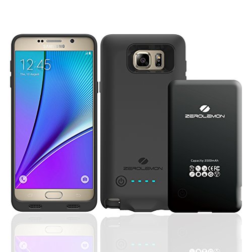 Galaxy Note 5 Battery Case ,ZeroLemon Galaxy Note 5 3500mAh Battery Case+ Black TPU Full Edge Protection Case (Fits All Versions of Galaxy Note 5) - Black