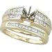 14K Two Tone Gold Princess Cut Diamond Semi Mount Engagement Ring