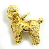 14K Gold Vintage Poodle Charm, three-dimensional