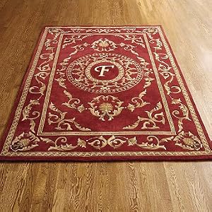 Burgundy Wallace Monogram Wool Area Rug - A, 6' - Frontgate
