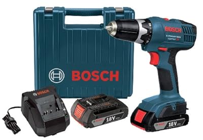 Bosch DDB180-02 18-Volt Lithium-Ion 3/8-Inch Cordless Drill/Driver Kit with 2 Batteries, Charger and Case