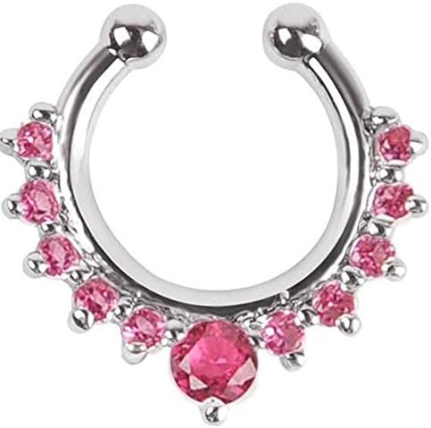 Guzesion Non Piercing Nose Ring Crystal Creative Fake Septum Clicker Nose Ring(3 Pieces)