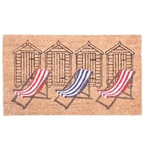 Deckchairs and Beach Huts - Natural Coir Door Mat