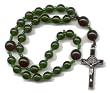 Anglican Prayer Beads, Rosary - Emerald & Black Czech Glass