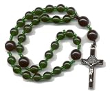 Anglican Prayer Beads, Rosary - Emerald & Black Czech Glass