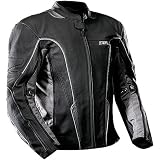 Z1R Dart Men's Leather Street Motorcycle Jacket w/ Free B&F Heart Sticker - Black / 2X-Large