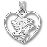 Pittsburgh Penguins Penguin Heart Pendant - Sterling Silver Jewelry