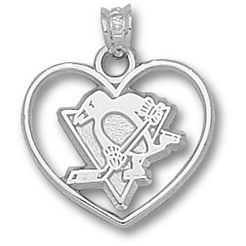 Pittsburgh Penguins Penguin Heart Pendant - Sterling Silver Jewelry