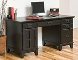 Computer Executive Desk with Pedestal in Ebony Finish