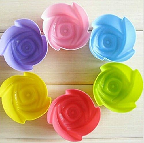 Reusable baking muffin cups,soft silicon heat resistant molds for cupcake,biscuit,egg tart, chocolate or pudding,24 pieces per pack by random color